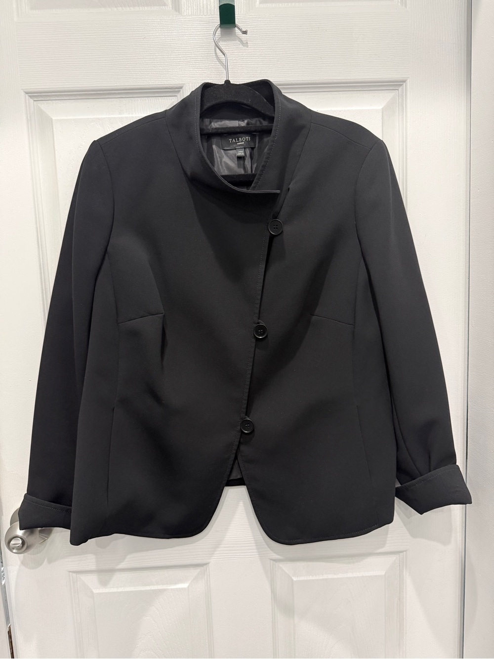 Talbots Black Asymmetric Button Blazer 14W